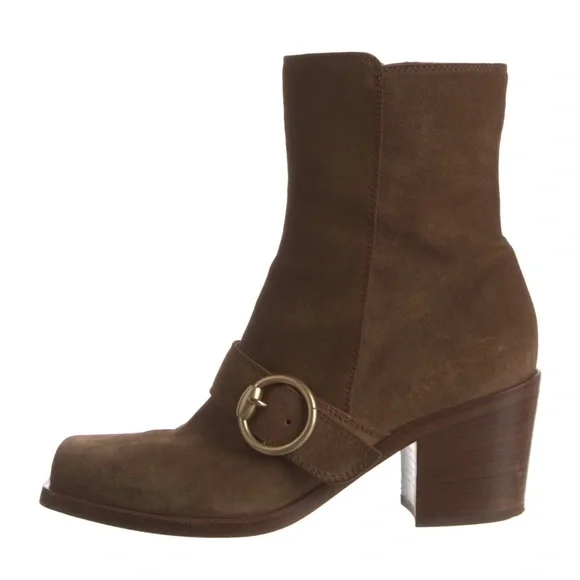 Gianvito Rossi Brown Ankle Boots with Suede Finish and Block Heel - Picture 2 of 6
